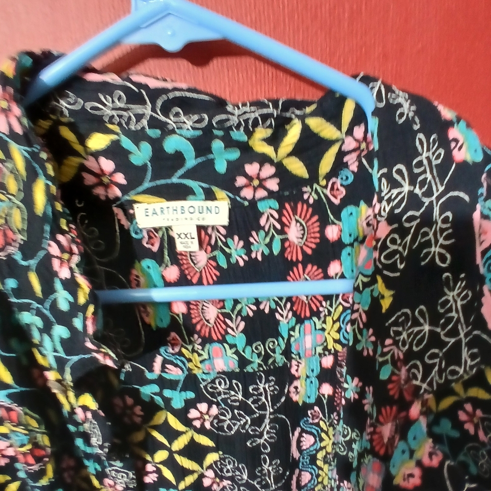 Multicolor Patterned Earthbound Xxl Button Up Shi… - image 8